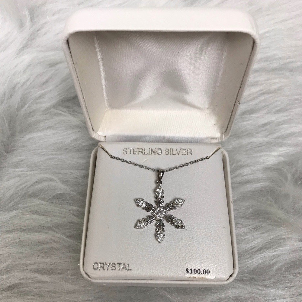 Sterling Silver Crystal Snowflake Necklace